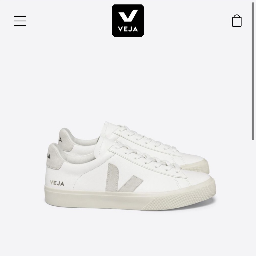 Veja White Sneakers with Light Gray Suede V Logo